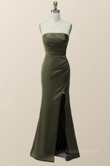 Best Prom Dress, Strapless Olivia Green Mermaid Long Bridesmaid Dress