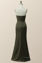 Burgundy Prom Dress, Strapless Olivia Green Mermaid Long Bridesmaid Dress