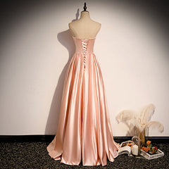 Party Dresses Winter, strapless pink satin long party dress formal prom dress