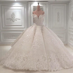 Wedding Dress For, Strapless Sparkle Luxurious Train See through Ball Gown Wedding Dress