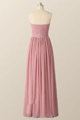 Prom Dresses Inspiration, Sweetheart Blush Pink Chiffon Long Bridesmaid Dress