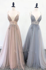 Prom Dresses Princess, Straps A-Line Beading Rose Wood Prom Dress with Crystal