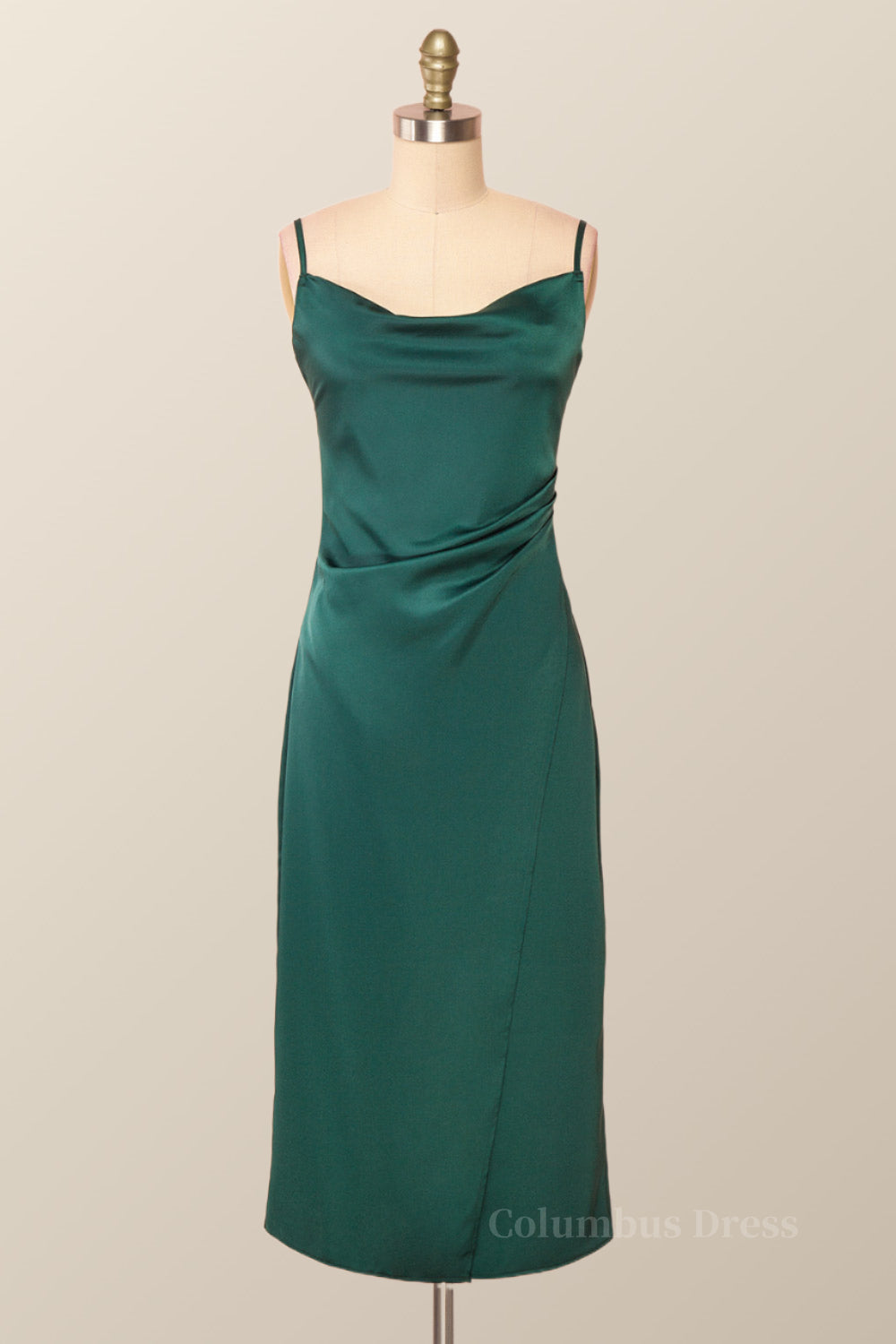 Party Dress Meaning, Straps Cowl Neck Green Midi Dress