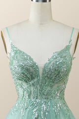 Prom Dress Elegant, Straps Mint Green Tulle A-line Short Homecoming Dress