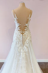 Wedding Dress Princess, Stunning Long A-Line Tulle Sweetheart Appliques Lace Wedding Dress