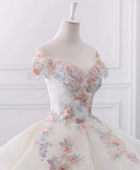 Wedding Dress Ballgown, Stunning Off The Shoulder Flower Ball Gown Lace Wedding Dress