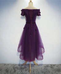 Prom Dresses Under 209, Stylish Dark Purple High Low Formal Dress , Cute Party Dresses, Purple Homecoming Dress