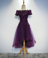 Prom Dresses Under 109, Stylish Dark Purple High Low Formal Dress , Cute Party Dresses, Purple Homecoming Dress
