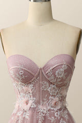 Evening Dresses Australia, Sweetheart Blush Pink 3D Floral Formal Dress