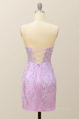 Party Dress Over 44, Sweetheart Lavender Lace Bodycon Mini Dress