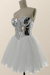 Prom Dress Under 206, Sweetheart Mirror Glass A-line Short Dress