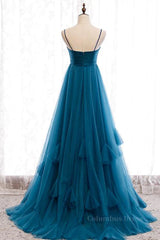 Elegant Wedding Dress, Sweetheart Neck Blue Long Prom Dress, Long Blue Formal Graduation Evening Dress