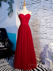 Prom Shoes, Sweetheart Neck Red Long Prom Dresses, Red Long Formal Evening Dresses