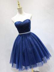Party Dress Online, Sweetheart Neck Short Blue Prom Dresses, Short Blue Formal Homecoming Graduation Dresses
