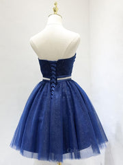 Party Dresses 2026, Sweetheart Neck Short Blue Prom Dresses, Short Blue Formal Homecoming Graduation Dresses