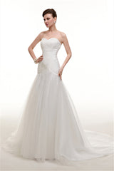 Wedding Dress Boutiques, Sweetheart Off The Shoulder Pleated Mermaid Simple Wedding Dresses