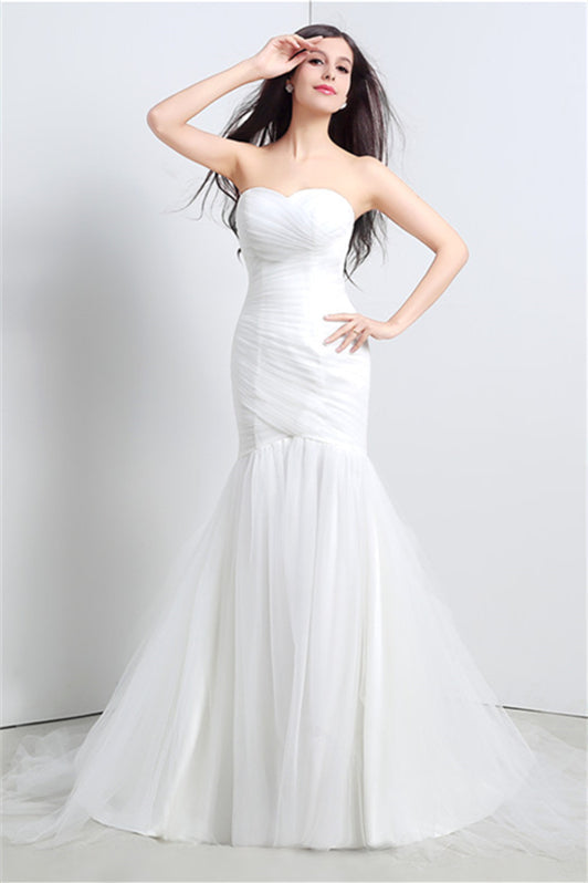 Wedding Dresses Simple Lace, Sweetheart Off The Shoulder Pleated Simple Wedding Dresses