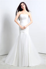 Wedding Dress For Bride, Sweetheart Off The Shoulder Pleated Simple Wedding Dresses
