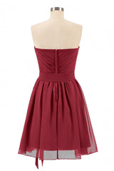 Fall Wedding Ideas, Sweetheart Wine Red Pleated Short A-line Bridesmaid Dresss