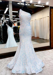 Homecoming Dresses Bodycon, Trumpet/Mermaid One-Shoulder Sleeveless Long/Floor-Length Velvet Sequins Prom Dress