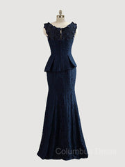Bridesmaids Dresses Black, Trumpet/Mermaid Scoop Floor-Length Lace Mother of the Bride Dresses With Applique