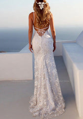 Bridesmaid Dress Color Palette, Trumpet/Mermaid Spaghetti Straps Court Train Lace Prom Dress