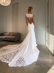 Wedding Dresses Color, Trumpet/Mermaid Sweetheart Cathedral Train Lace Wedding Dresses With Appliques Lace