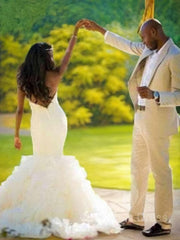Wedding Dresses Short Bride, Trumpet/Mermaid Sweetheart Court Train Organza Wedding Dresses