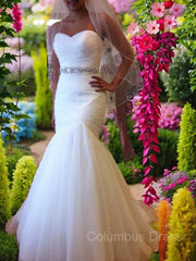 Wedding Dress Store, Trumpet/Mermaid Sweetheart Court Train Tulle Wedding Dresses With Beading