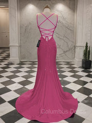 Party Dresses 2045, Trumpet/Mermaid V-neck Sweep Train Jersey Prom Dresses