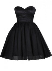 Shirt Dress, Tulle Little Black Dress, Sweetheart Simple Short Party Dress