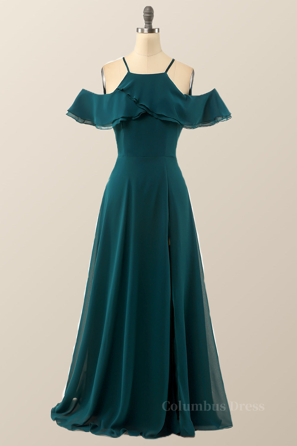 Bridesmaid Dress Different Styles, Turquoise Green Chiffon A-line Long Simple Dress