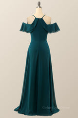 Bridesmaid Dresses Neutral, Turquoise Green Chiffon A-line Long Simple Dress
