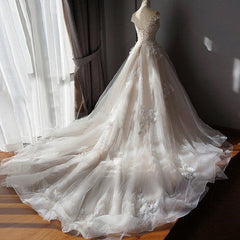 Wedding Dresses Elegent, Ball Gown Off Shoulder Sleeveless Sweetheart Appliques Beading Tulle Wedding Dresses