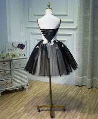 Formal Dresses Over 62, Unique Black Tulle Short Prom Dress, Black Homecoming Dresses