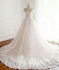 Wedding Dress Trends, Unique lace tulle long wedding dress, lace long bridal dress