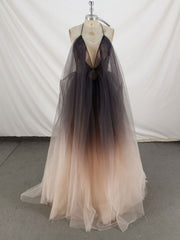 Prom Dress Casual, Unique V Neck Tulle Long Prom Dress Tulle Formal Dress