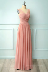 Bridesmaid Dress Designs, V Neck Blush Pink Chiffon Fulle Length Bridesmaid Dress