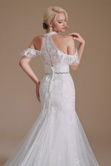 Wedding Dresses Vintage Style, V-Neck Sleeveless Lace With Train Off The Shoulder Tulle Wedding Dresses