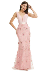 Prom Dress Pieces, Velvet Mermaid Prom Dresses Lace 3D Flowers