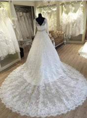 Wedding Dress Outfits, 2024 Gorgeous A Line Long Sleeves V Neck Wedding Dresses