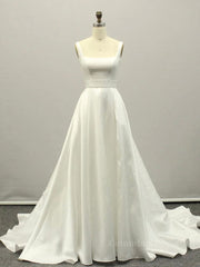 Prom Dresses Tulle, White A lien satin long prom dress , white long bridesmaid dress