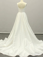 Prom Dress Blue, White A lien satin long prom dress , white long bridesmaid dress