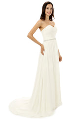 Party Dress On Line, White Chiffon Sweetheart With Beading Pleats Bridesmaid Dresses