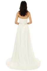 Party Dress In Store, White Chiffon Sweetheart With Beading Pleats Bridesmaid Dresses