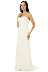 Party Dress 2049, White Chiffon Sweetheart With Pleats Beading Bridesmaid Dresses