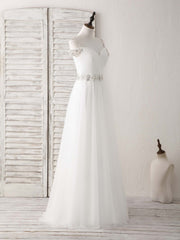 Bridesmaids Dresses Black, White Off Shoulder Tulle Beads Long Prom Dress White Evening Dress
