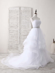 Bridesmaid Dress Dark Green, White Sweetheart Neck Tulle Long Prom Dress, White Formal Graduation Dress