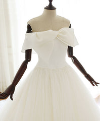 Wedding Dress Flowers, White Tulle Long Prom Dress White Tulle Wedding Dress