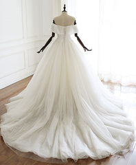 Wedding Dresses Flower, White Tulle Long Prom Dress White Tulle Wedding Dress
